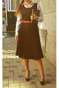 Сарафан офісний, офісне плаття плісе гофре, шоколадна костюмка